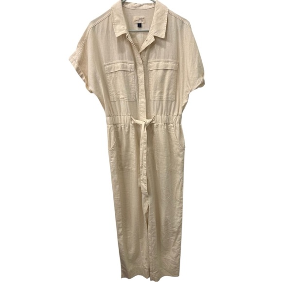 Universal Threads Cream Button Up Jumpsuit sz 8 - Picture 1 of 5